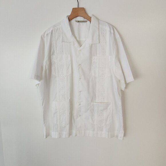 Havavera Cigar Lounge Shirt Embroidered Button Up White Gangster Soprano 2XL - Picture 2 of 15